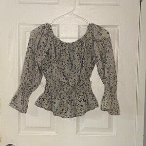 2/$20 - Tan and Black Floral Papaya Blouse
